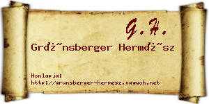 Grünsberger Hermész névjegykártya